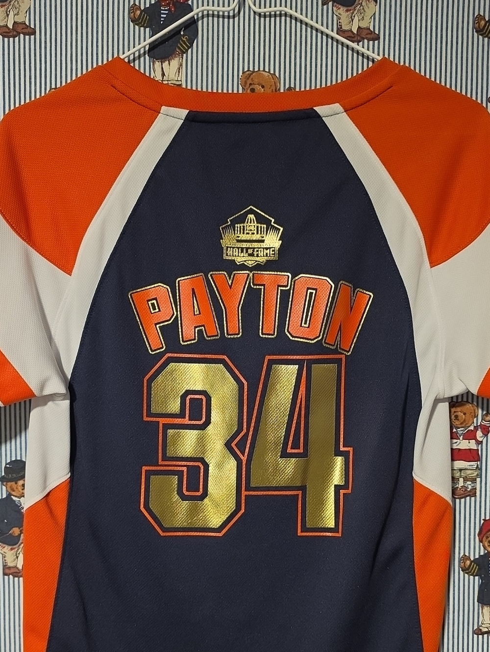 Payton Bears Hall Of Fame Football Jersey Orange Navy Gold Womens Medium - Picture 11 of 15
